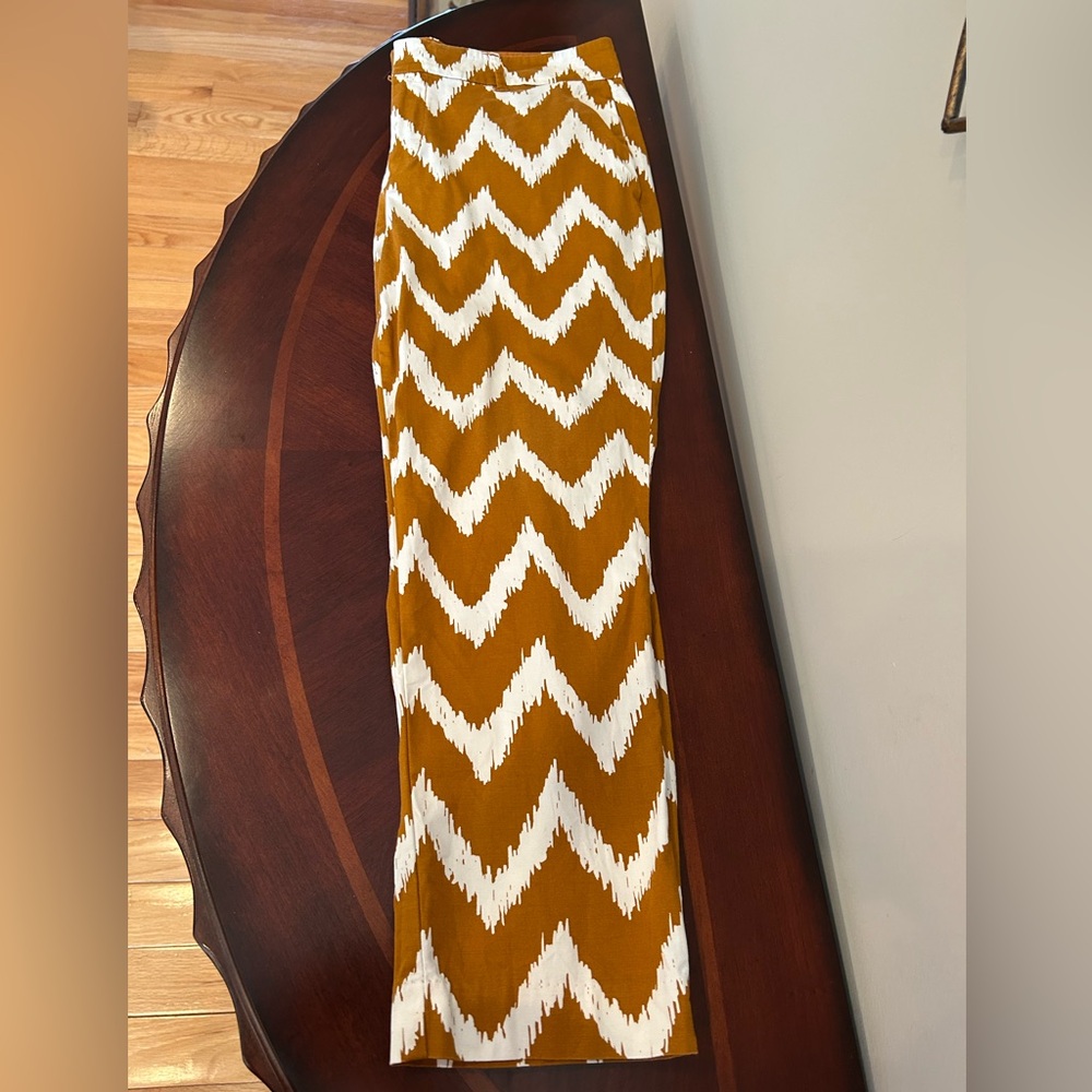 Chevron Pattern Mustard and White Pants 98% Cotton 2% Spandex